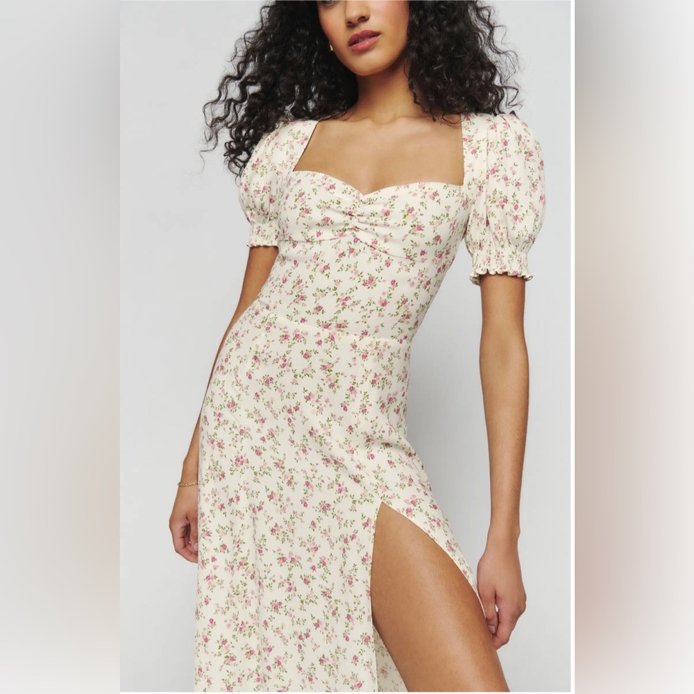 Reformation Lacey Smocked Sleeve Dress
